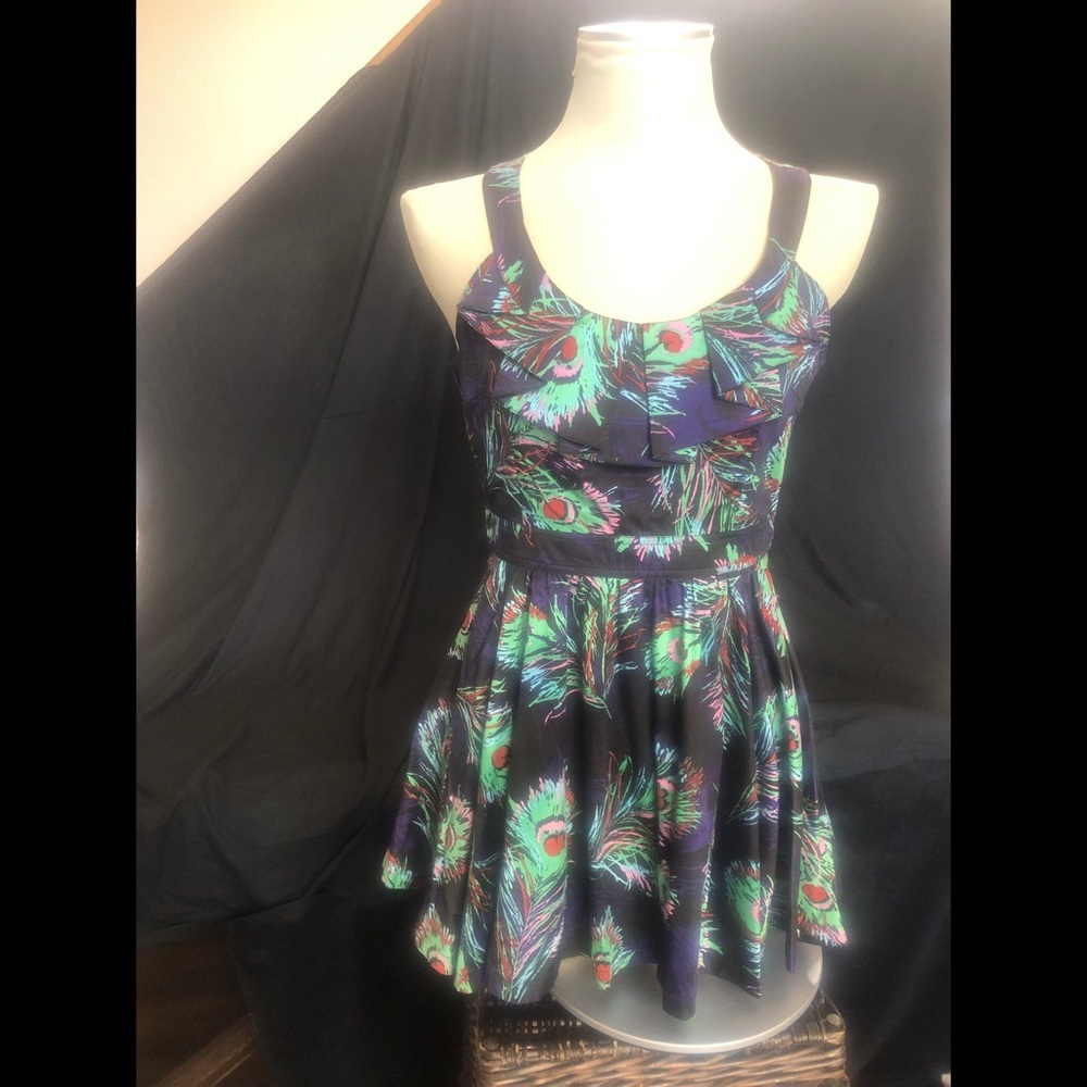Forever 21 Purple and Green Fit and Flare Short Summer Dress